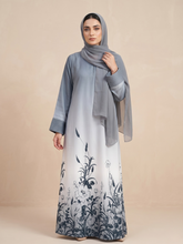 Serene Grey Blossom Abaya