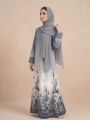 Serene Grey Blossom Abaya