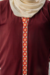 embroided front open abaya