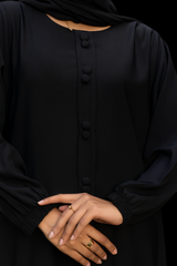 Black Fancy Button Abaya