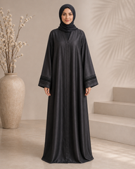 (CLEARANCE) Charcoal Pleated Abaya