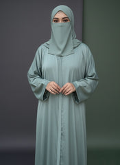 Sage Abaya With Naqab & Scarf