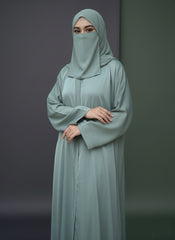 Sage Abaya With Naqab & Scarf
