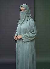 Sage Abaya With Naqab & Scarf