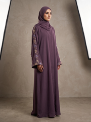 Plum Flora Abaya