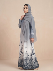 Serene Grey Blossom Abaya