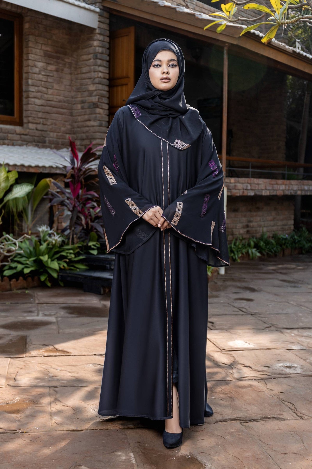 Multi Color Stones Abaya