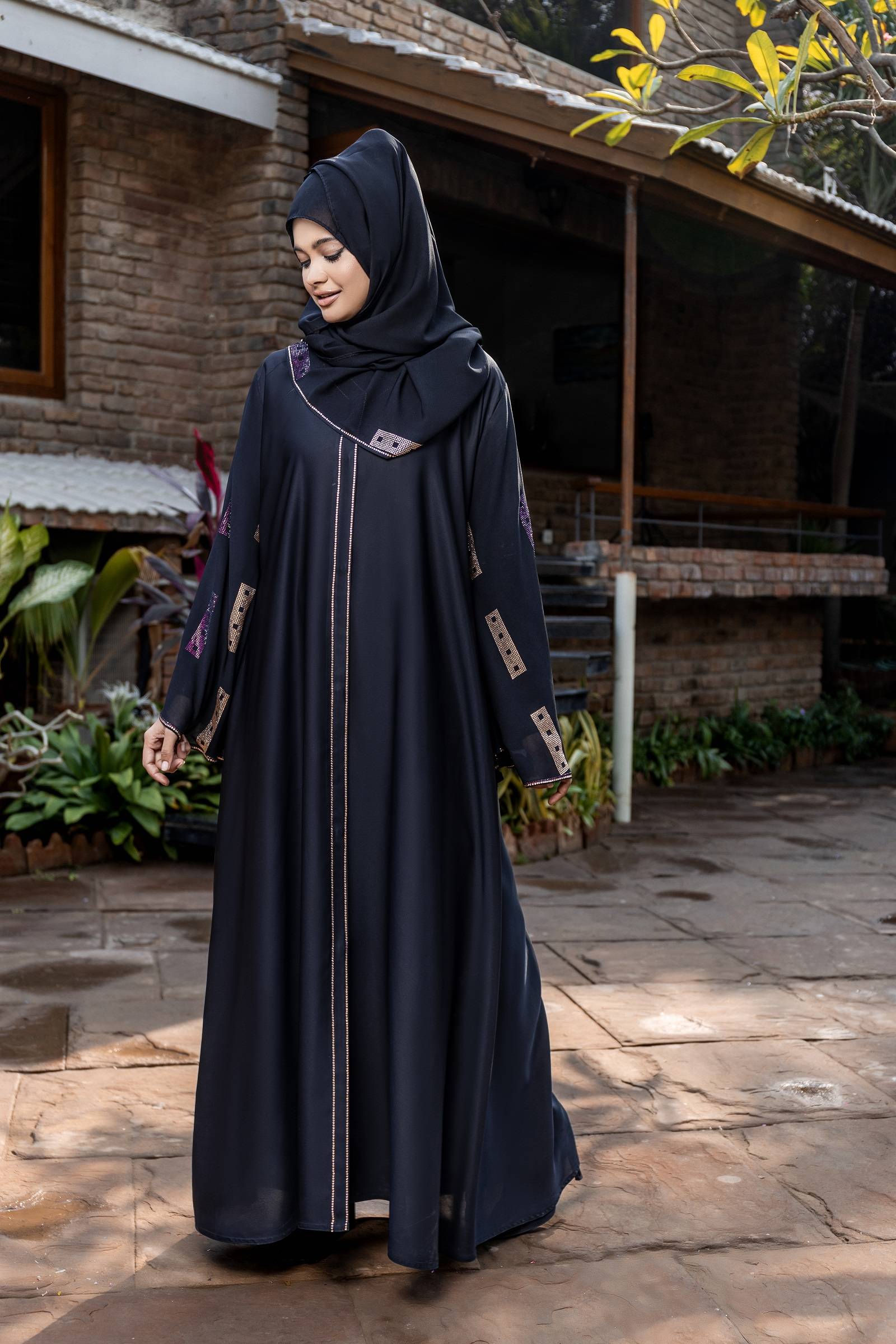 Multi Color Stones Abaya