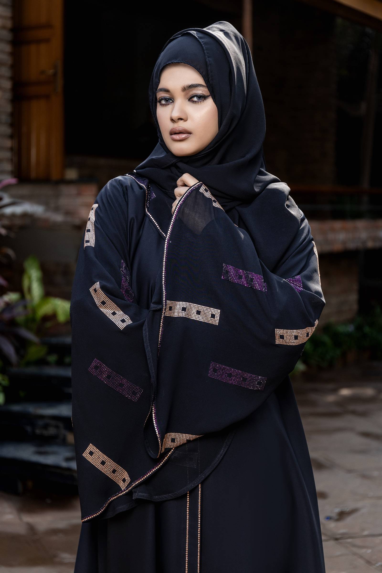 Multi Color Stones Abaya