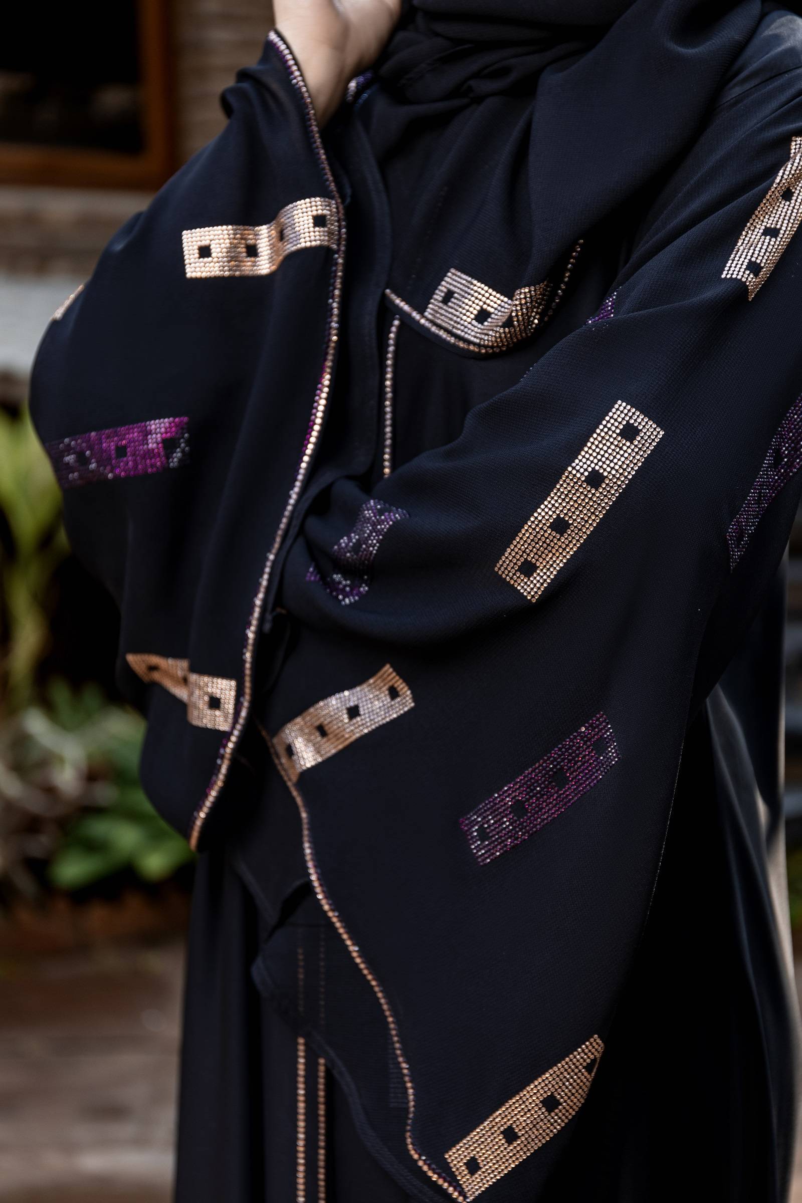 Multi Color Stones Abaya