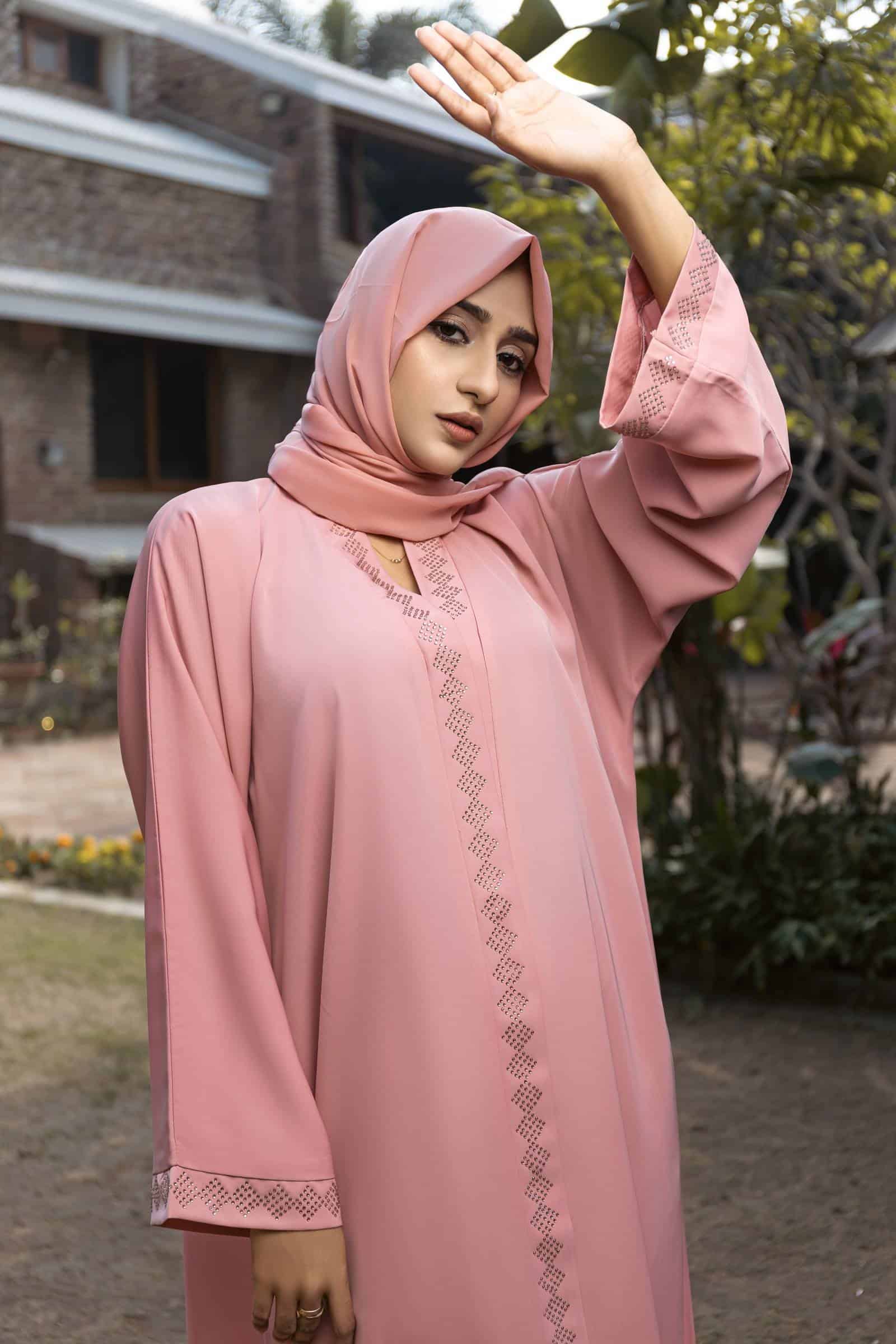 Pink Stone Abaya