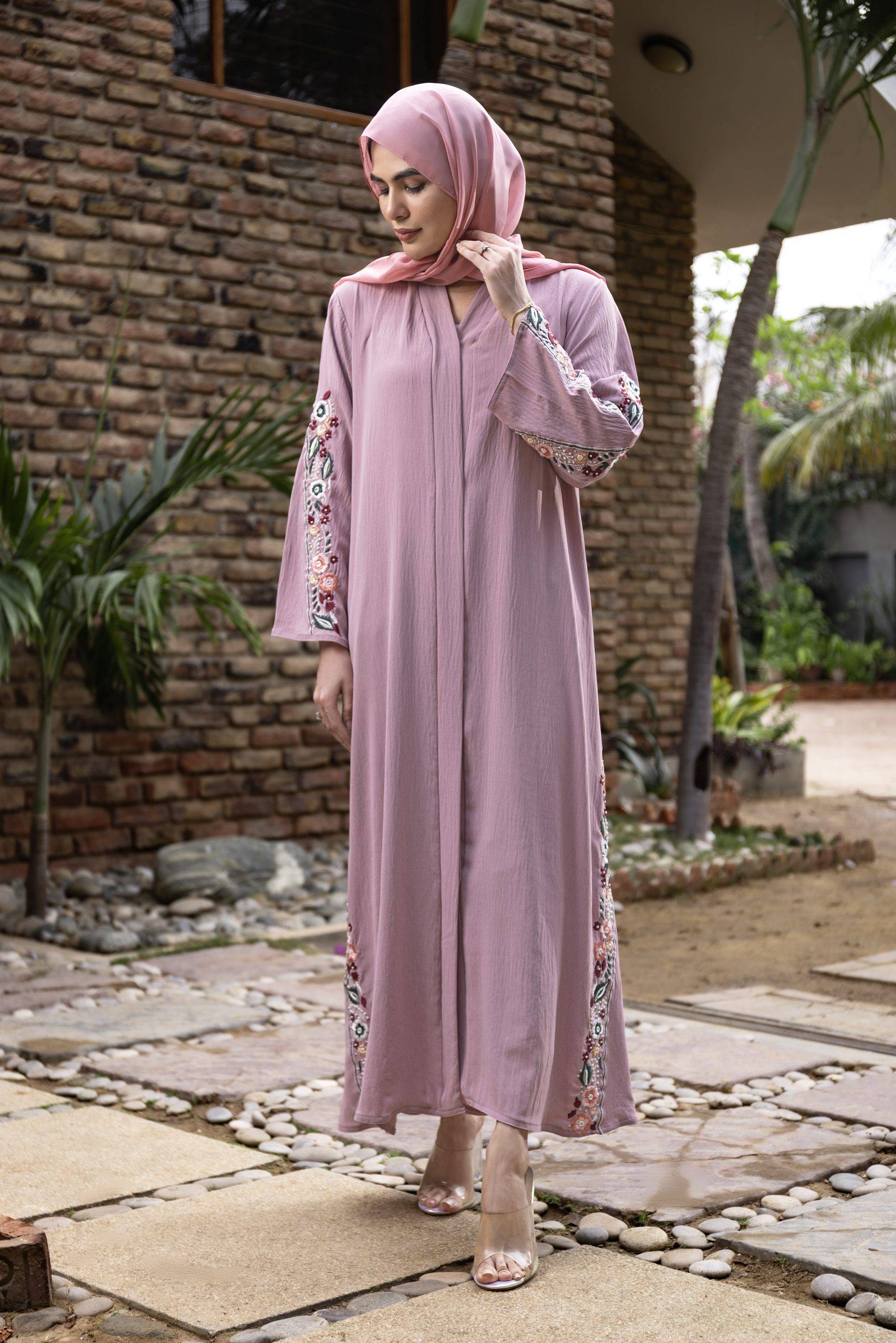 Blush Pink Abaya (Nidah Fabric)