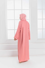 woman with back pose wearing an elegant abaya