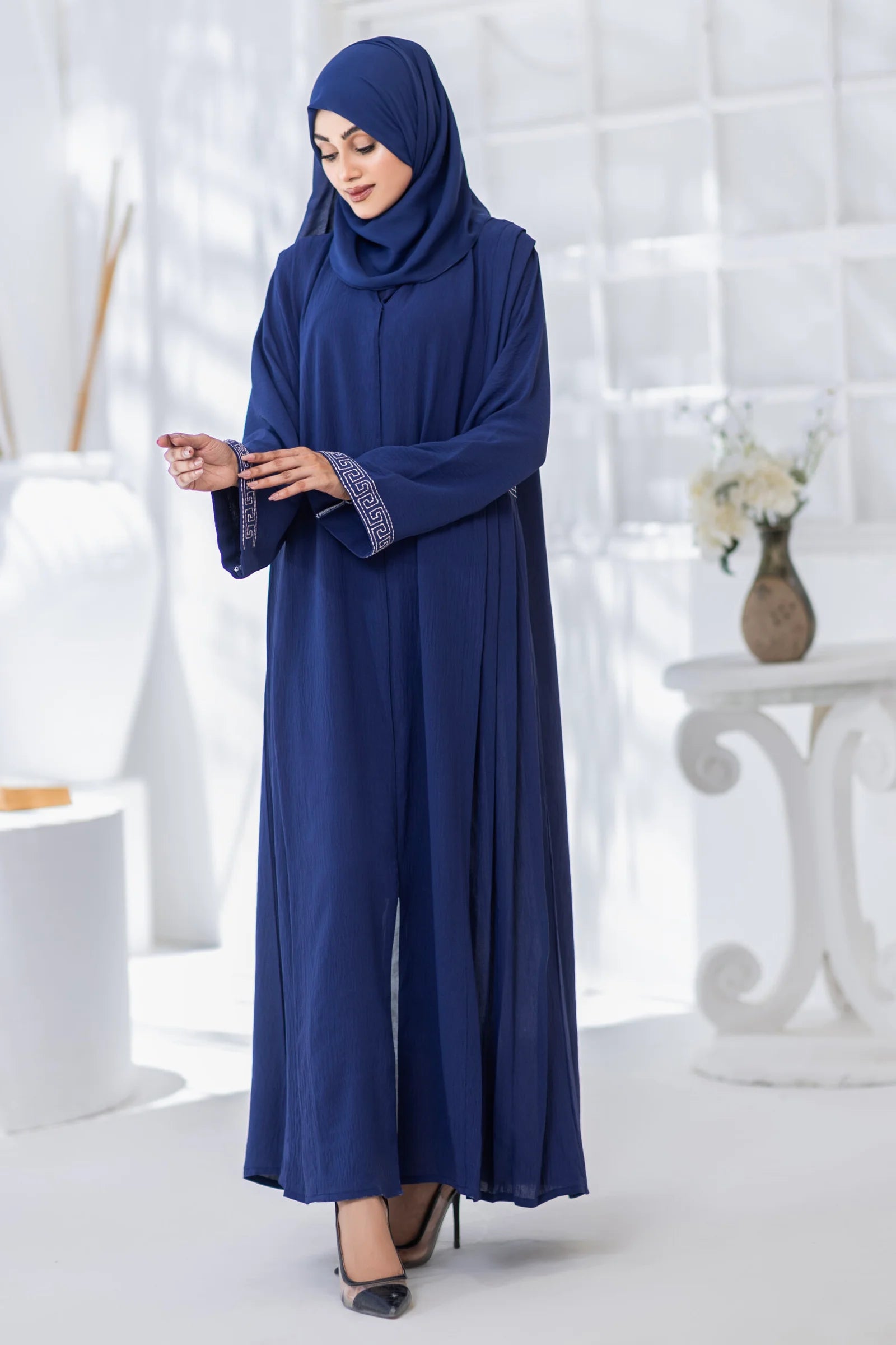 Indigo Embroidered Abaya
